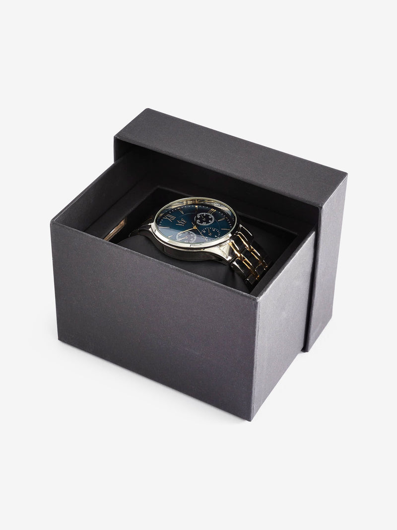 Gold and silver two-toned metal bracelet men's watch, UK version