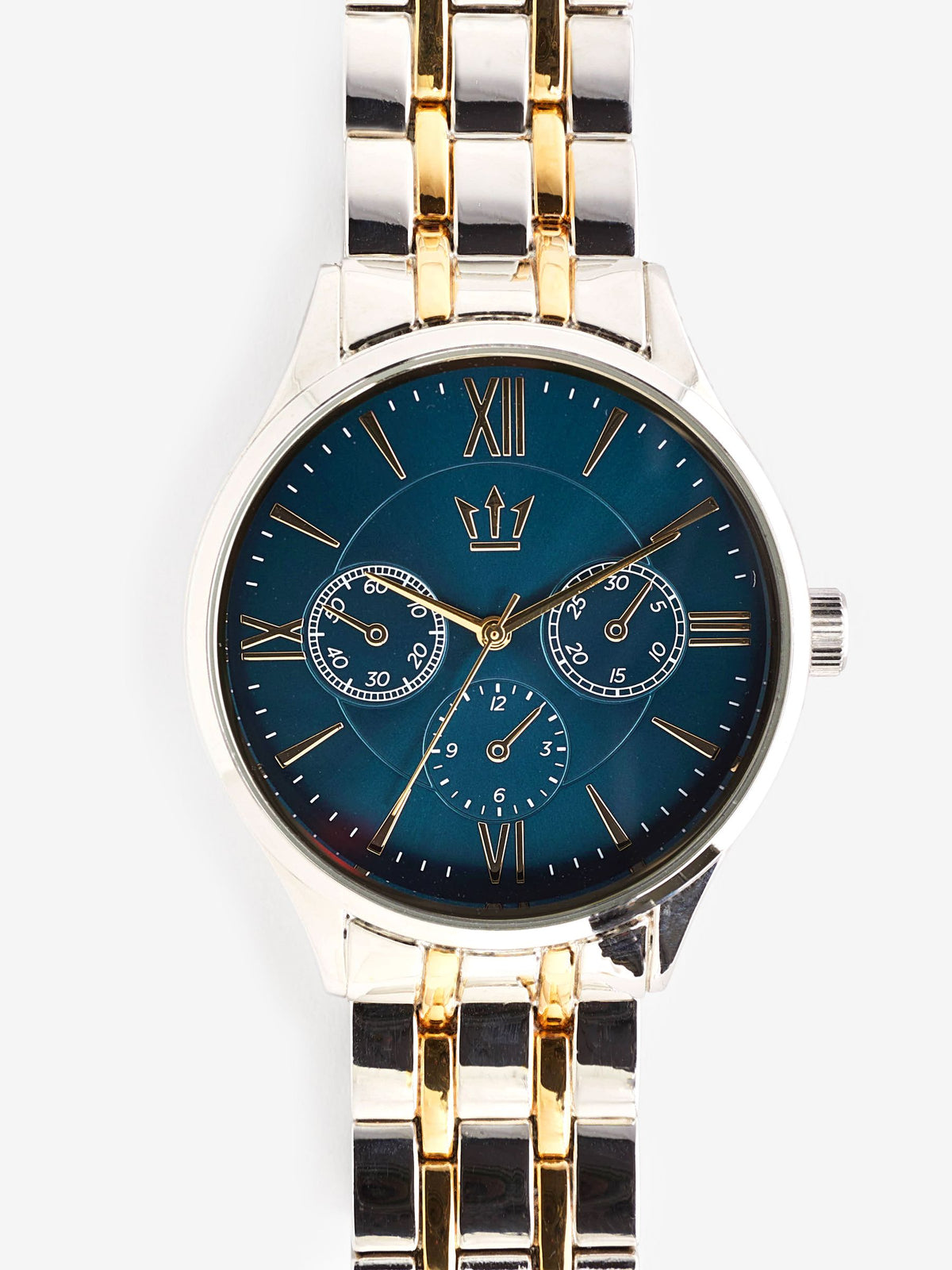 Gold and silver two-toned metal bracelet men's watch, UK version