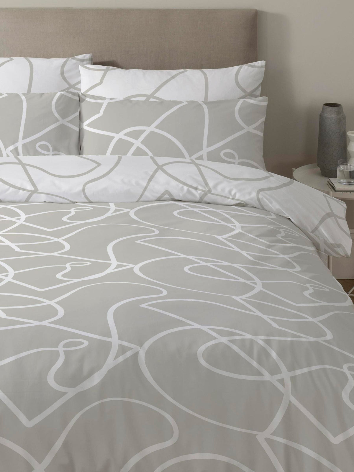 Copenhagen Home stone Pablo duvet cover and pillowcase set - British product