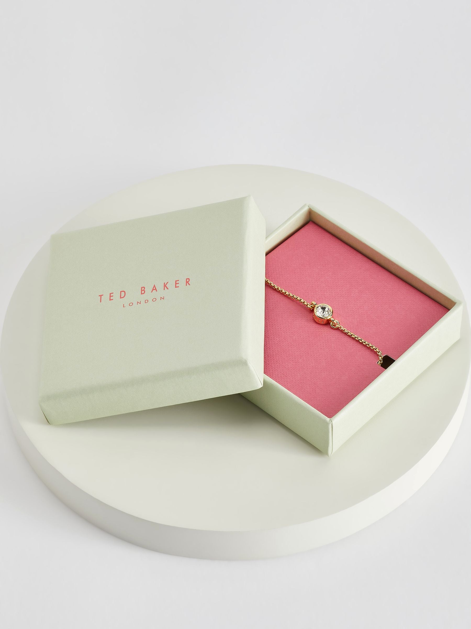Ted Baker gold tone clear crystal drawstring adjustable bracelet 21cm (British brand)