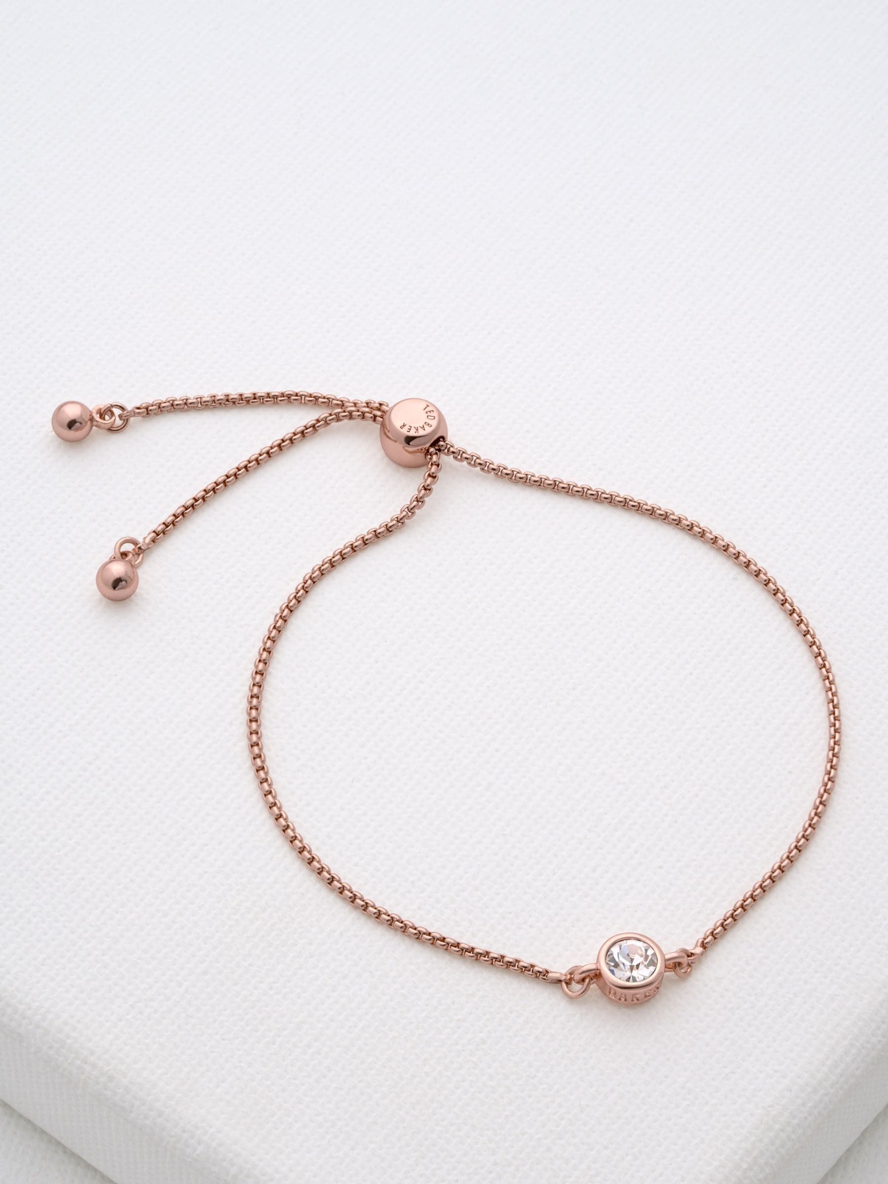 Ted Baker crystal drawstring bracelet rose gold tone 21cm (British brand)