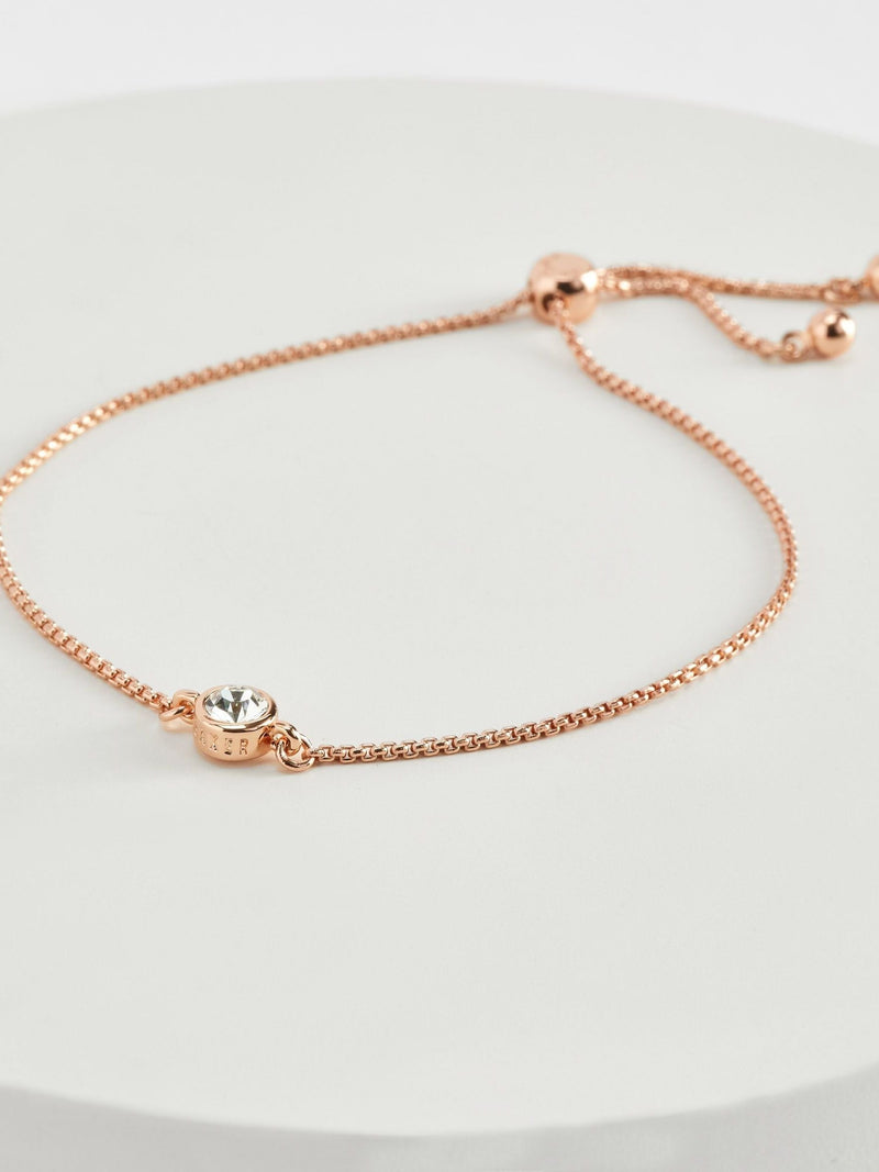 Ted Baker crystal drawstring bracelet rose gold tone 21cm (British brand)