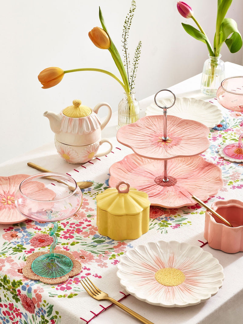 Pink two-tier flower cake stand imported from the UK