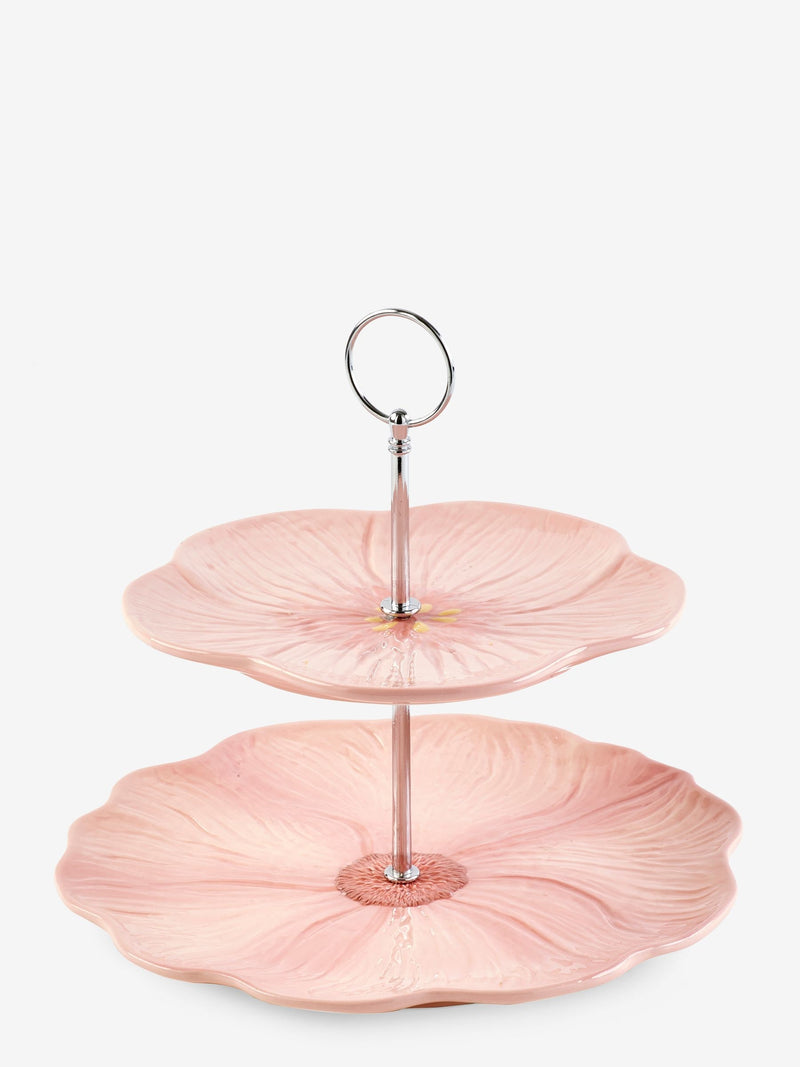 Pink two-tier flower cake stand imported from the UK