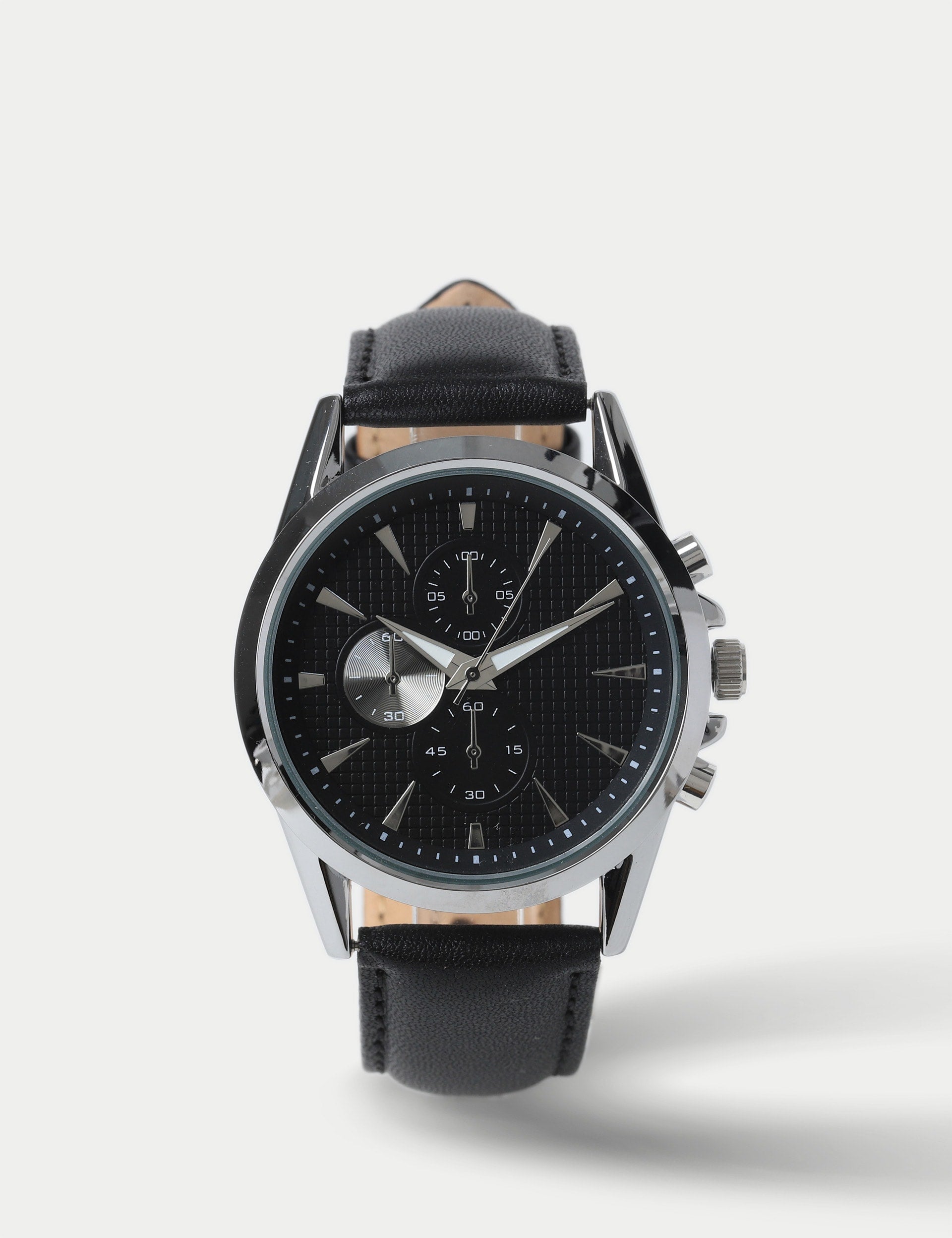 Silver Tone Round Face Croc Strap Watch