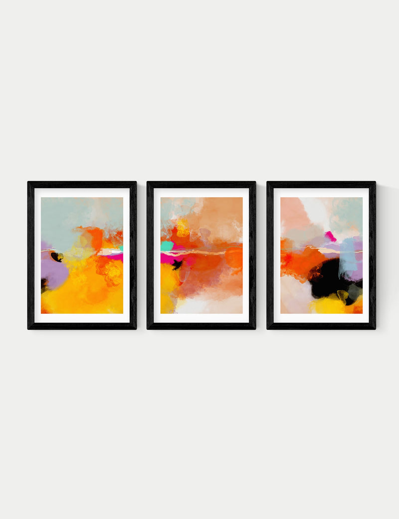 East End Prints Fire Triptych Trio Framed Art Set - British product