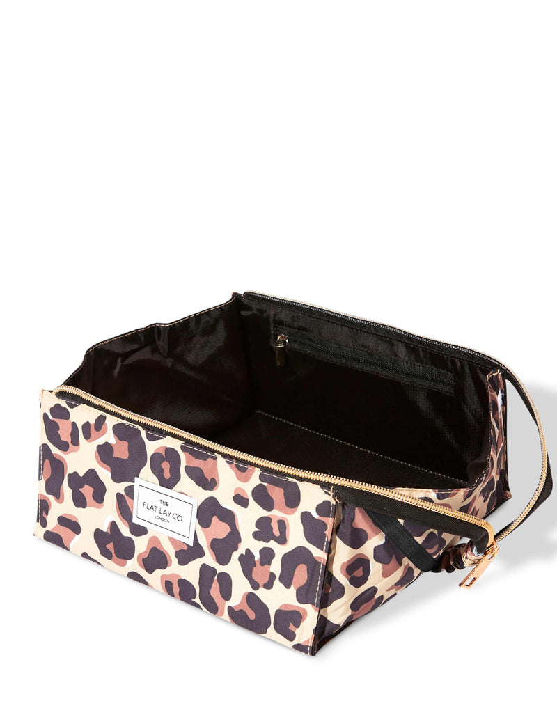 The Flat Lay Co. leopard print makeup box bag, imported from the UK