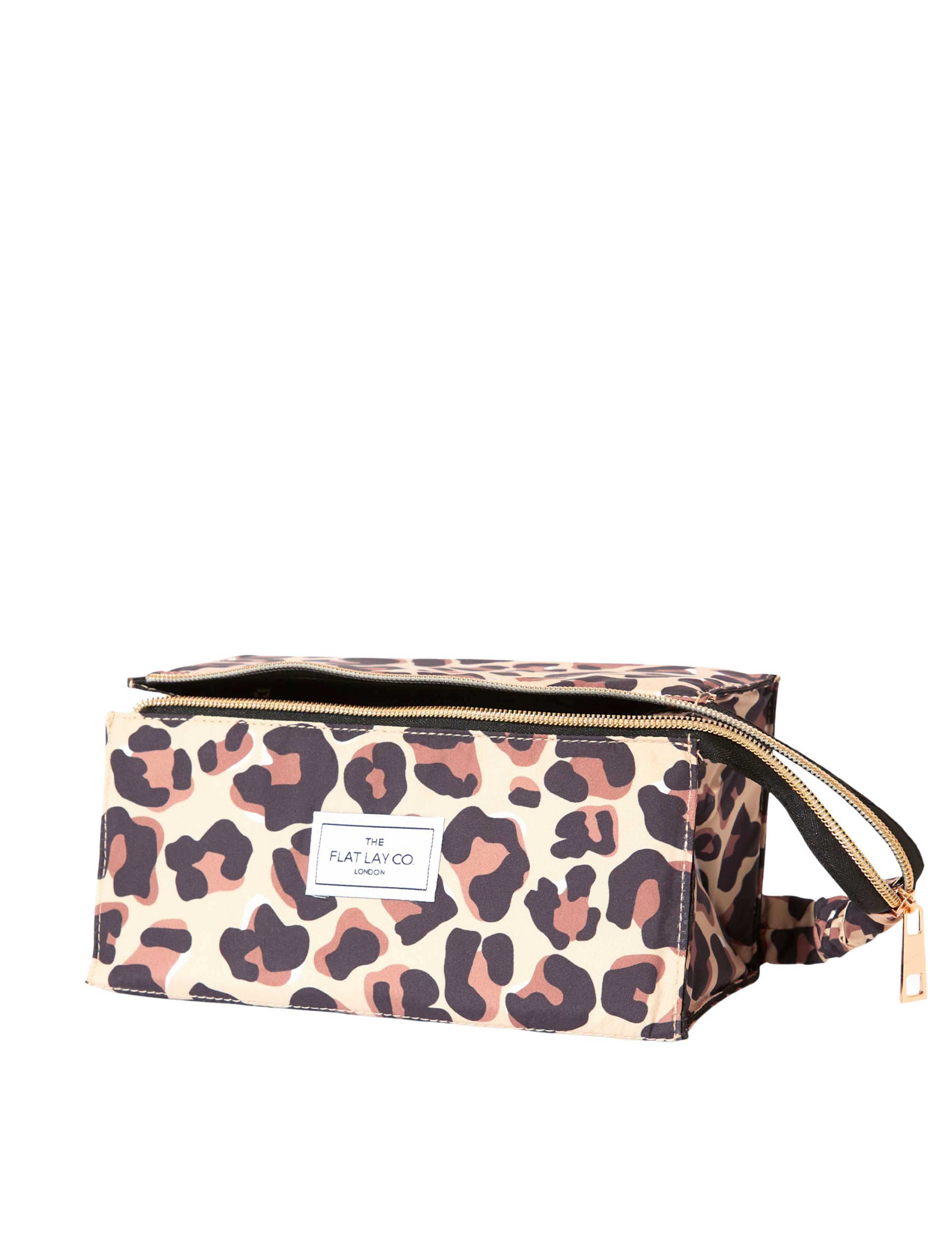 The Flat Lay Co. leopard print makeup box bag, imported from the UK