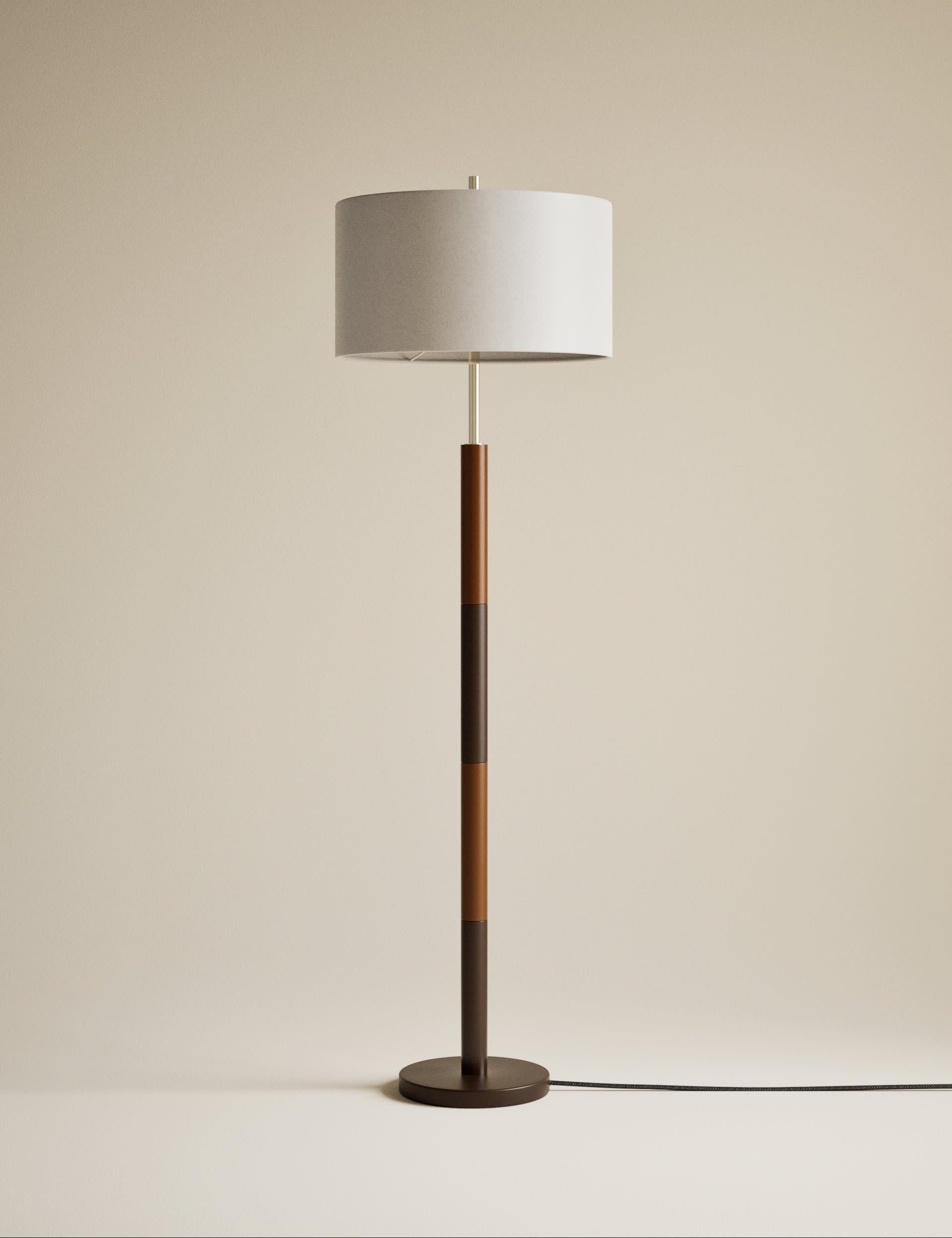Marlowe satin brass floor lamp, imported from the UK