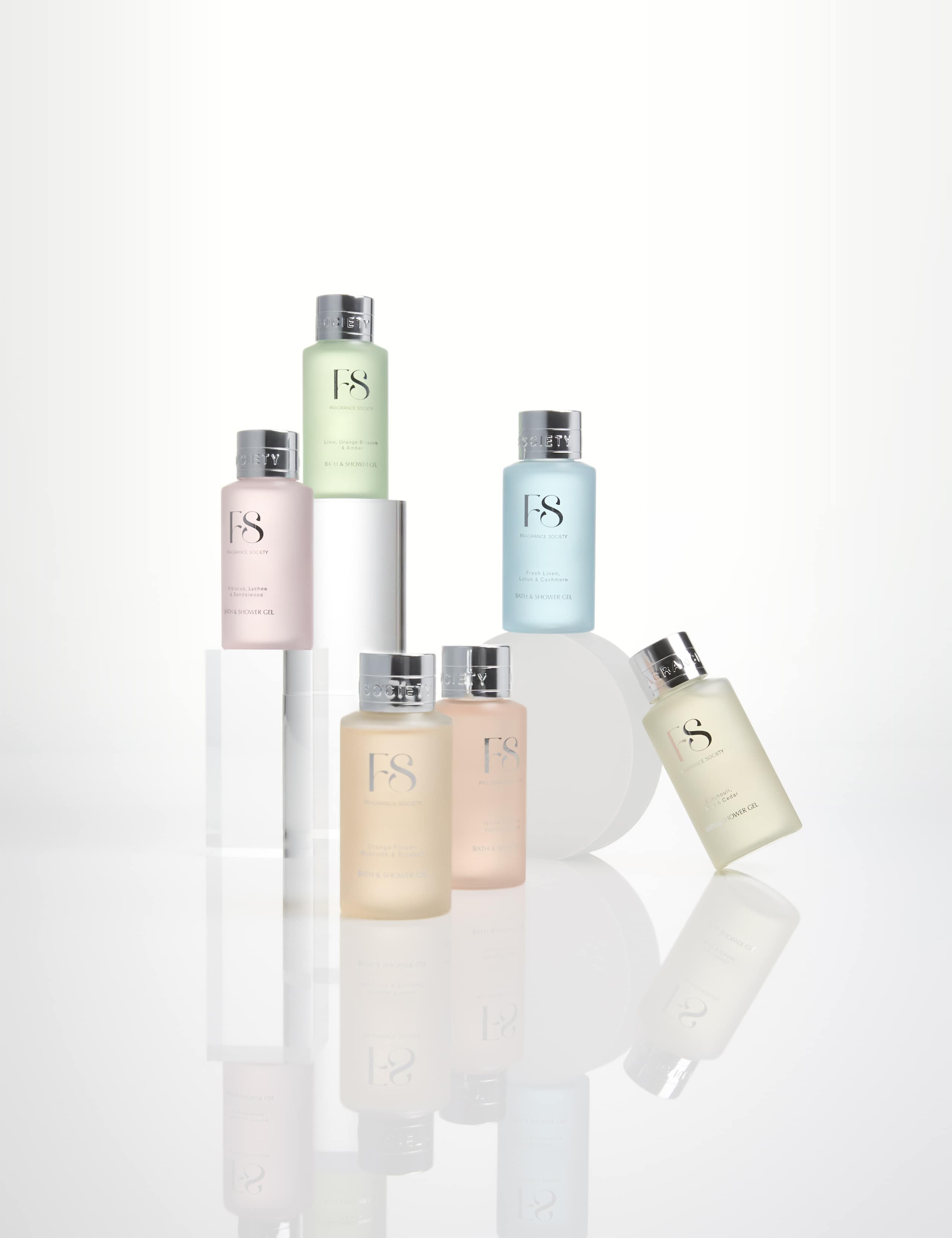 Fragrance Society mini body wash set with six scents 6 x 50ml, imported from the UK