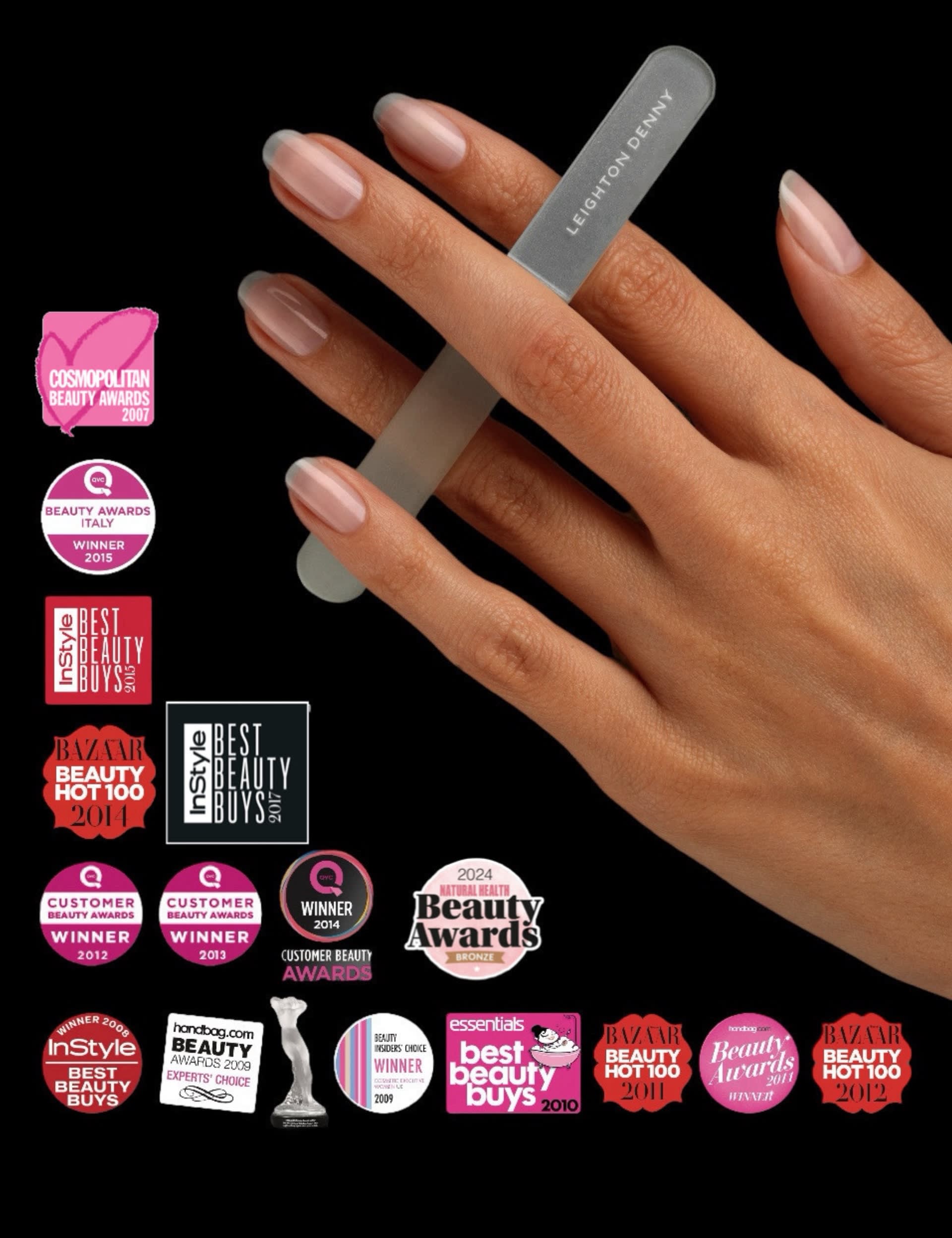 Leighton Denny travel crystal nail file 90mm, imported from the UK