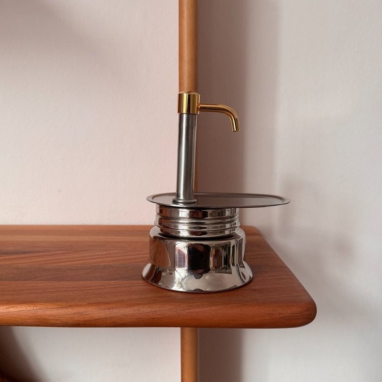 Silver Gold Stainless Steel Moka Pot Single (British brand)