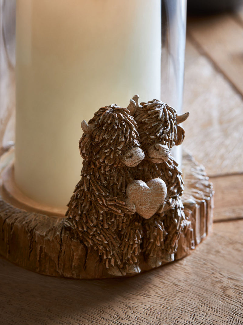 Natural Hamish The Highland Cow Hurricane Candle Holder