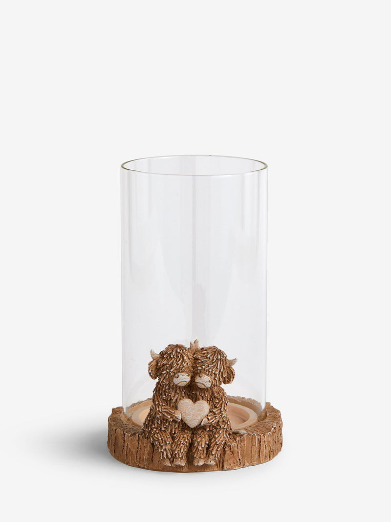 Natural Hamish The Highland Cow Hurricane Candle Holder