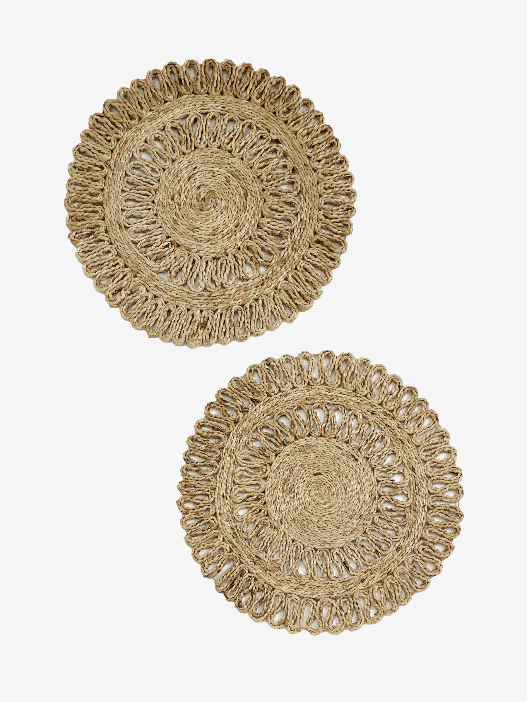 Natural jute woven placemats set of 2, imported from the UK