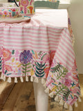 Lucy Tiffney Stripe Tassled 100% Cotton Tablecloth