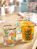 Lucy Tiffney floral gold rim tumbler glasses set of 4, UK version