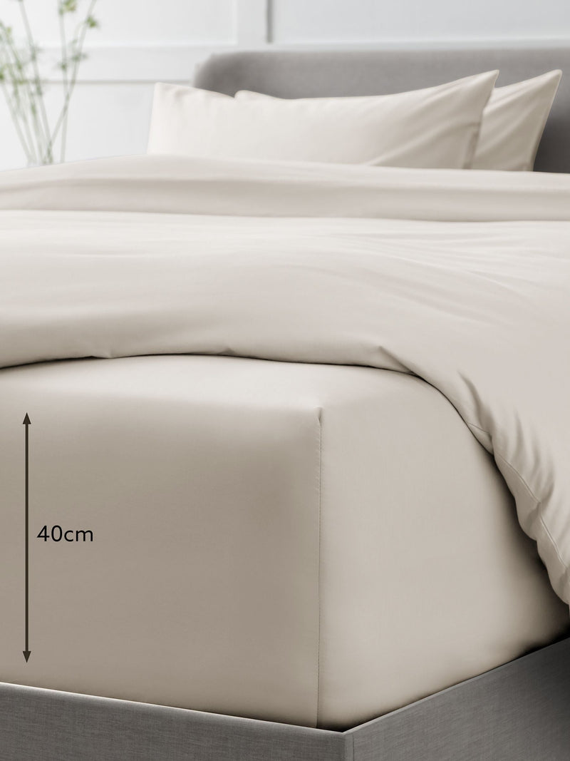 Stone Natural Collection Luxe Egyptian cotton sateen extra deep fitted bed sheet (British brand)