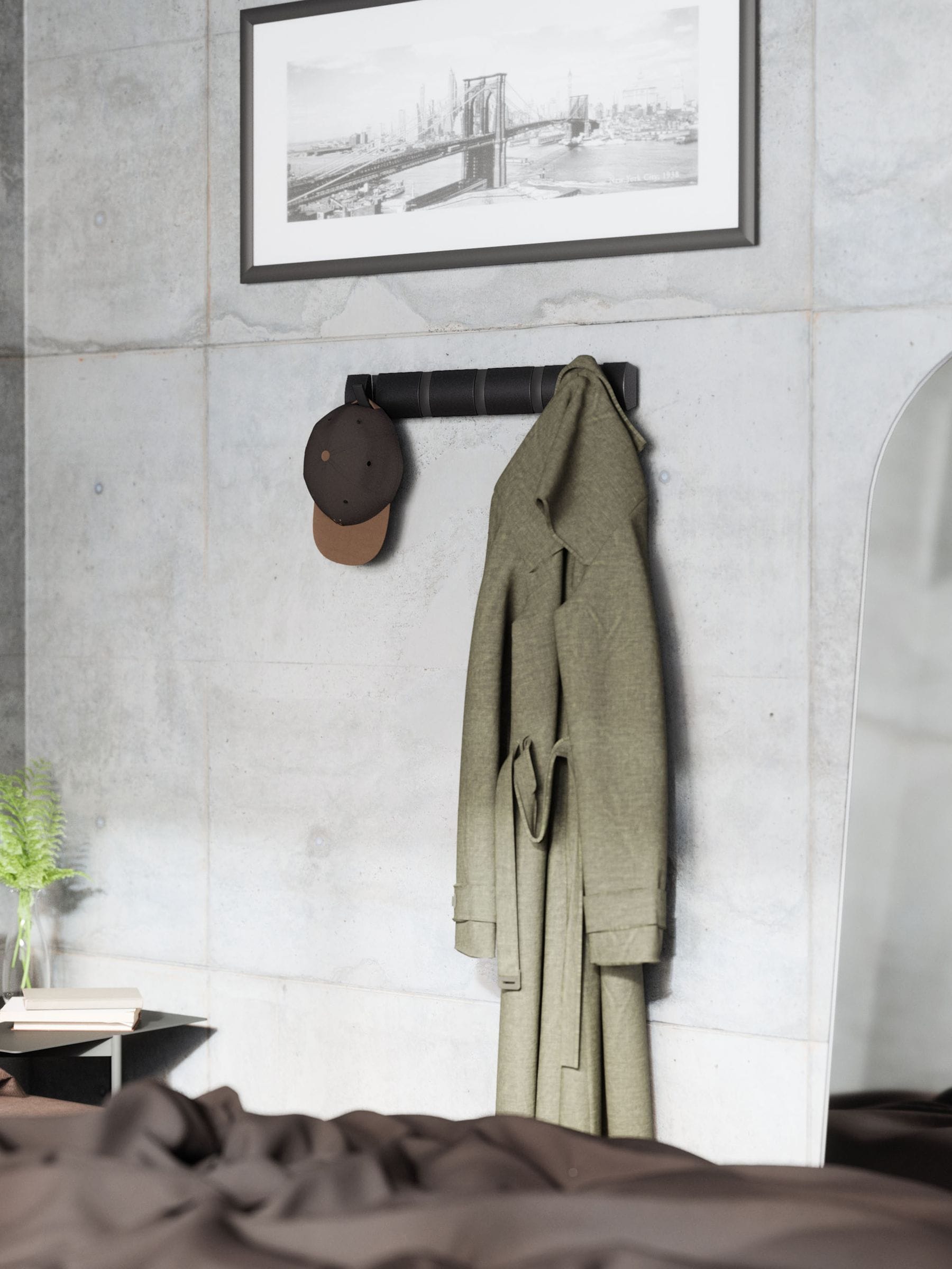 Umbra wall mounted coat rack with retractable hooks (British brand)