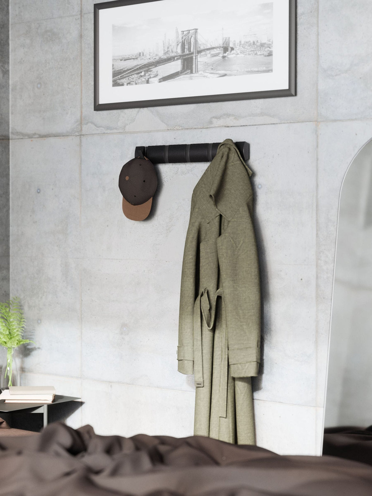 Umbra wall mounted coat rack with retractable hooks (British brand)