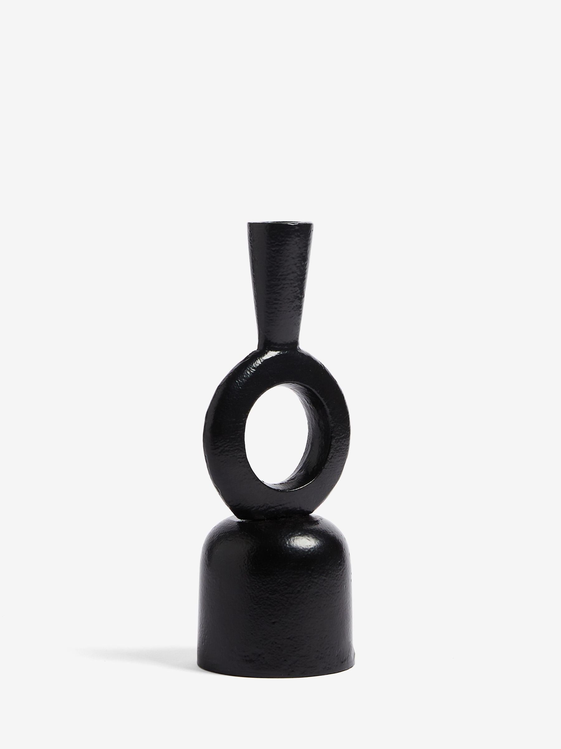 French Connection Black Rustic Taper Candle Holder 23cm - British product
