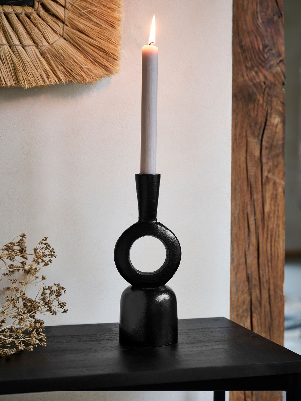 French Connection Black Rustic Taper Candle Holder 23cm - British product