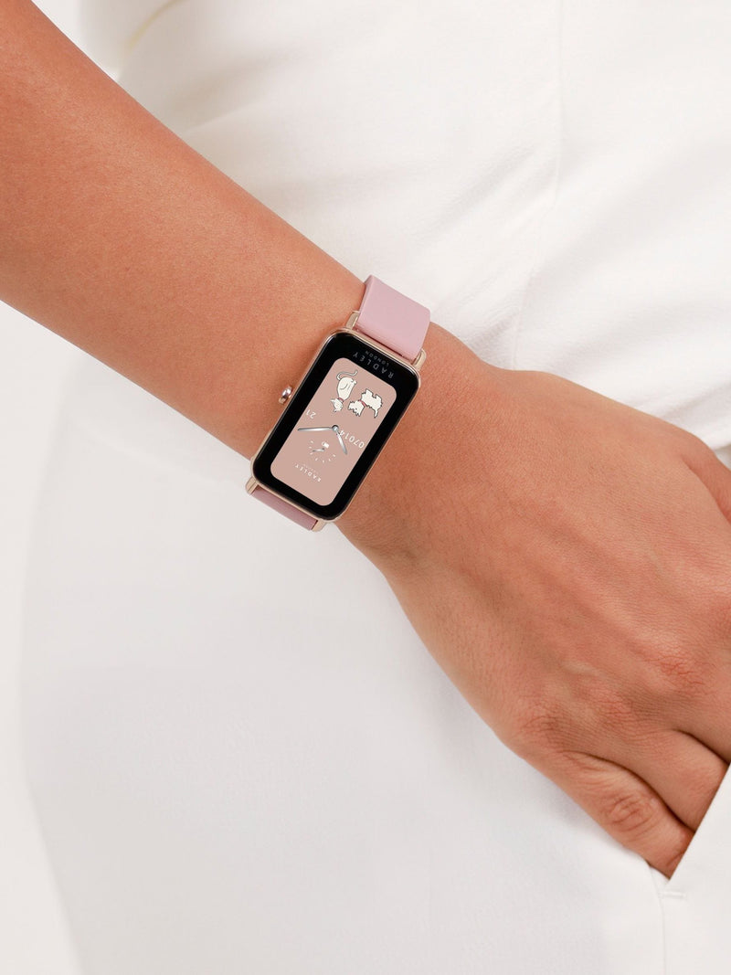 Radley Pink Ladies smartwatch with rose cobweb design, imported from the UK