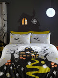 Grey haunted house glow in the dark duvet cover set - British product