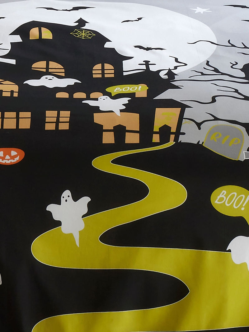 Grey haunted house glow in the dark duvet cover set - British product