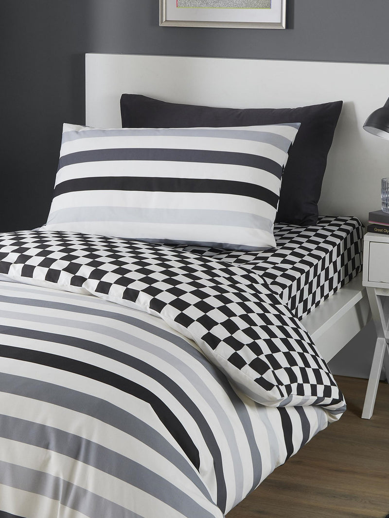 Bedlam Grey Beckett Stripe Duvet Cover Set - British product