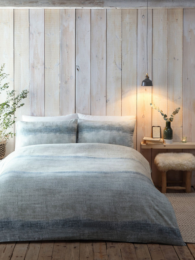 Appletree Green Anson Supersoft brushed cotton stripe duvet cover set - British product