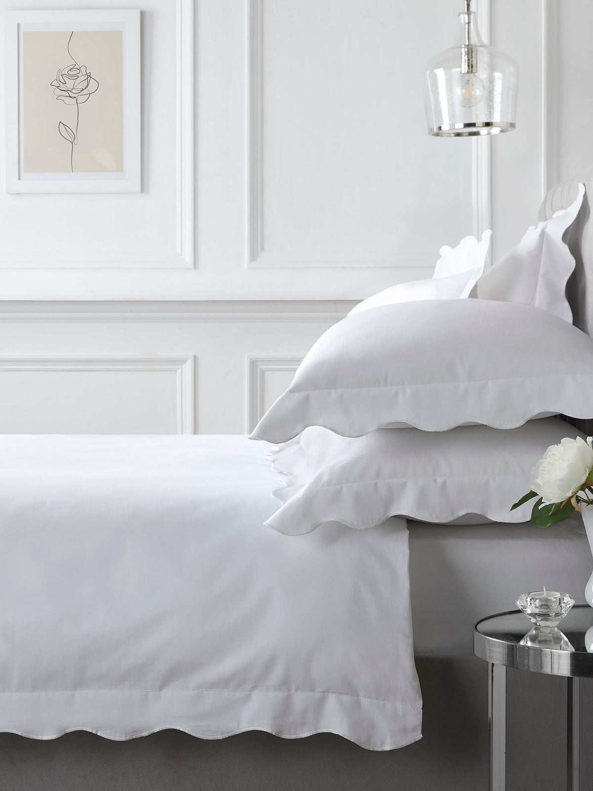 Appletree white scallop edge duvet cover set - British product