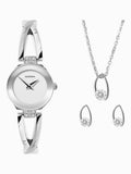 Ladies' Watch and Matching Jewelry Gift Set with Silver Plated Alloy and Stones