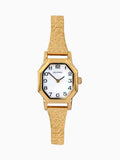 Ladies Gold Expander Bracelet Watch with White Dial