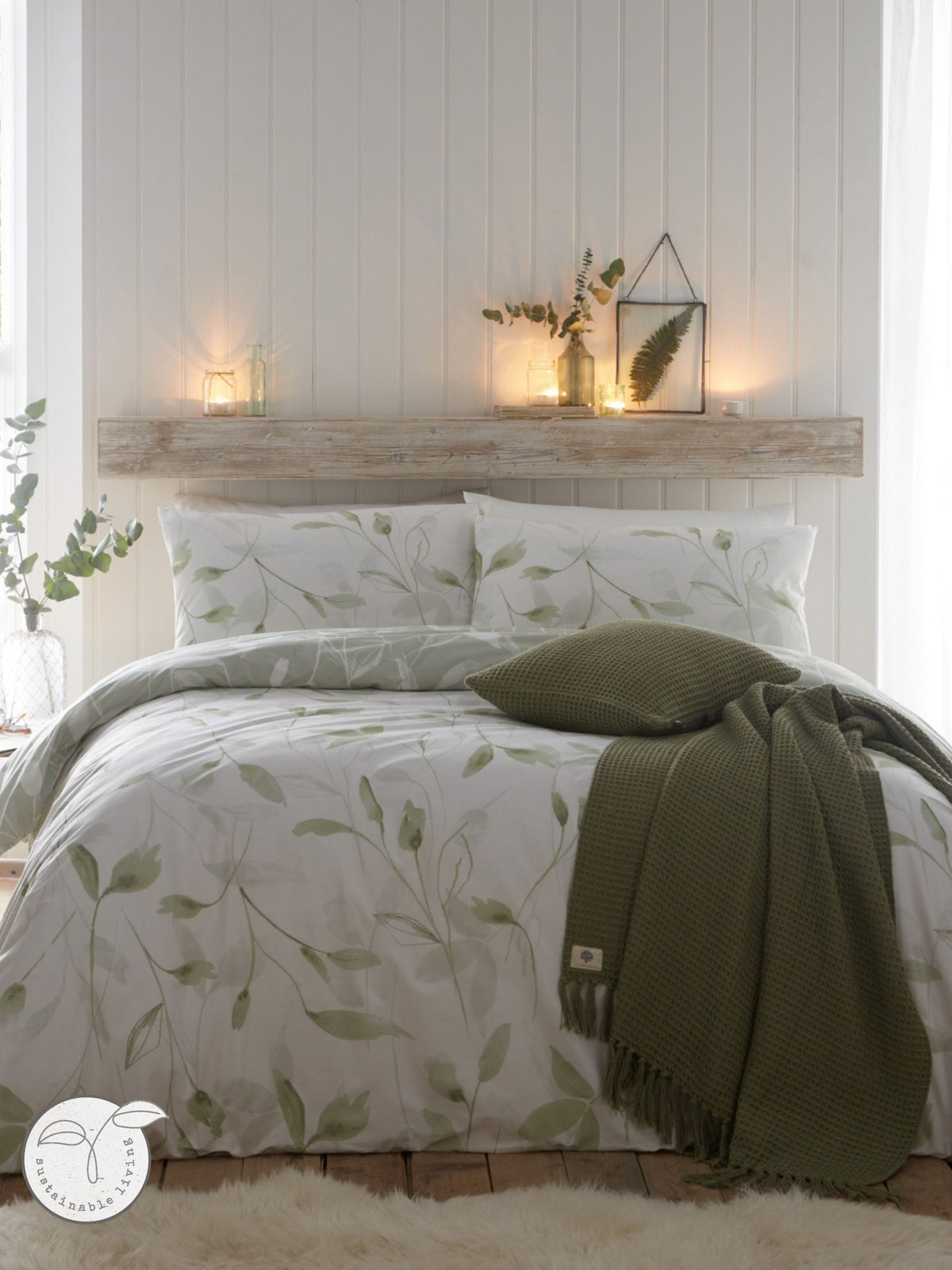 Drift Home Green Eliza duvet cover set - British product