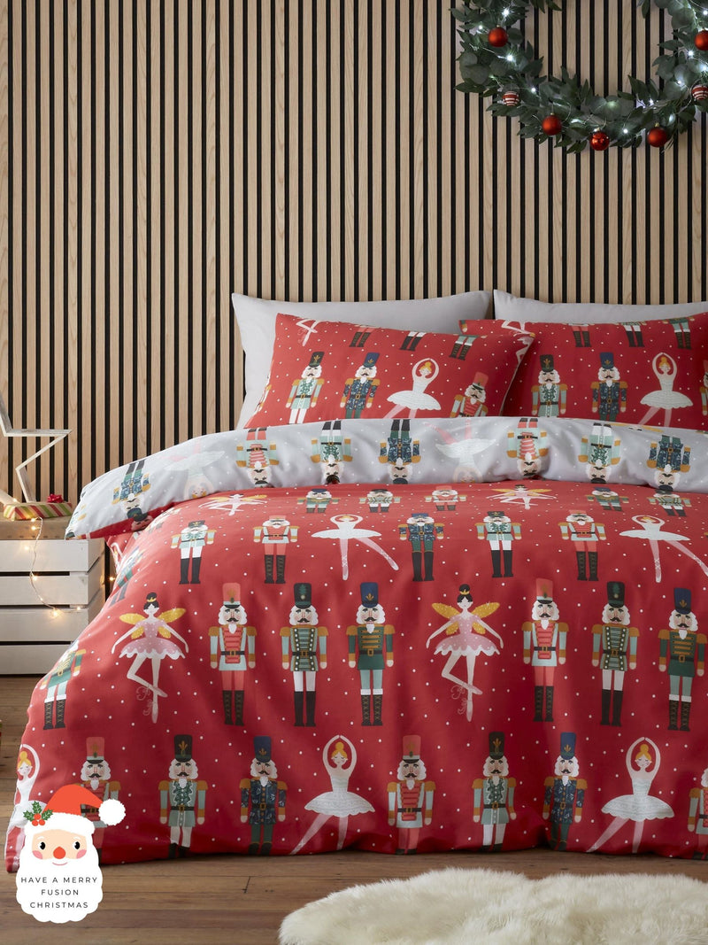 Fusion Red Nutcracker Christmas Duvet Cover Set - British product