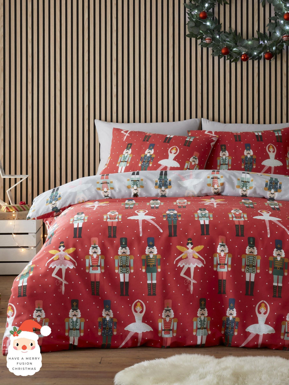 Fusion Red Nutcracker Christmas Duvet Cover Set - British product