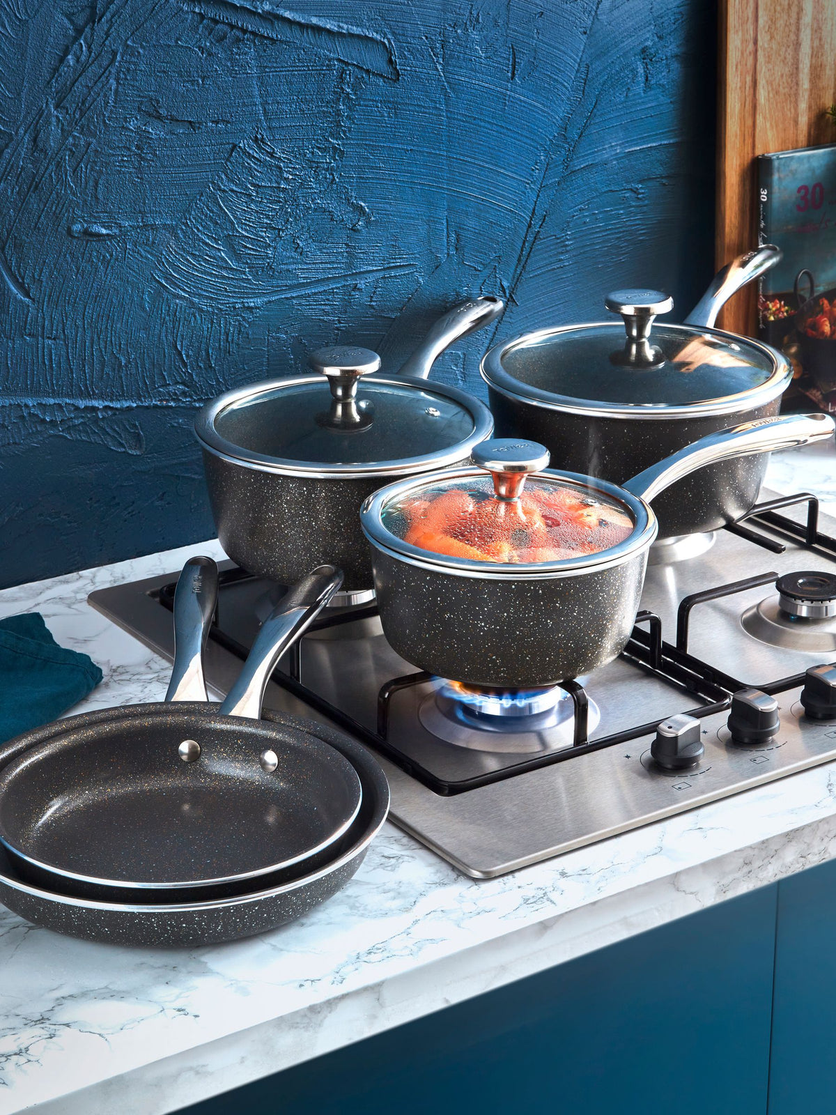 Tower 5 Piece Grey Cerastone Cookware Set