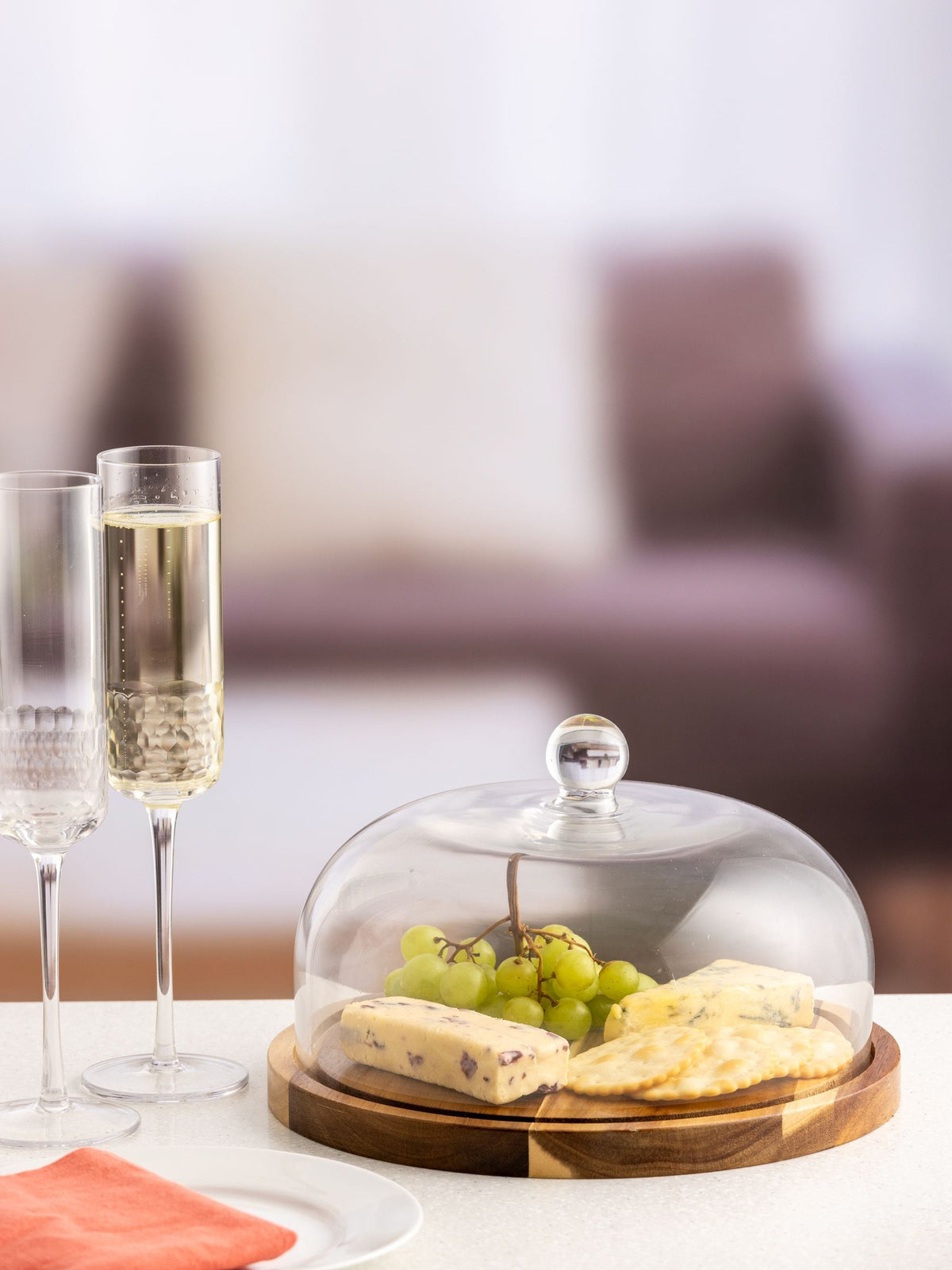 Ravenshead cheese dome with wooden board, imported from the UK