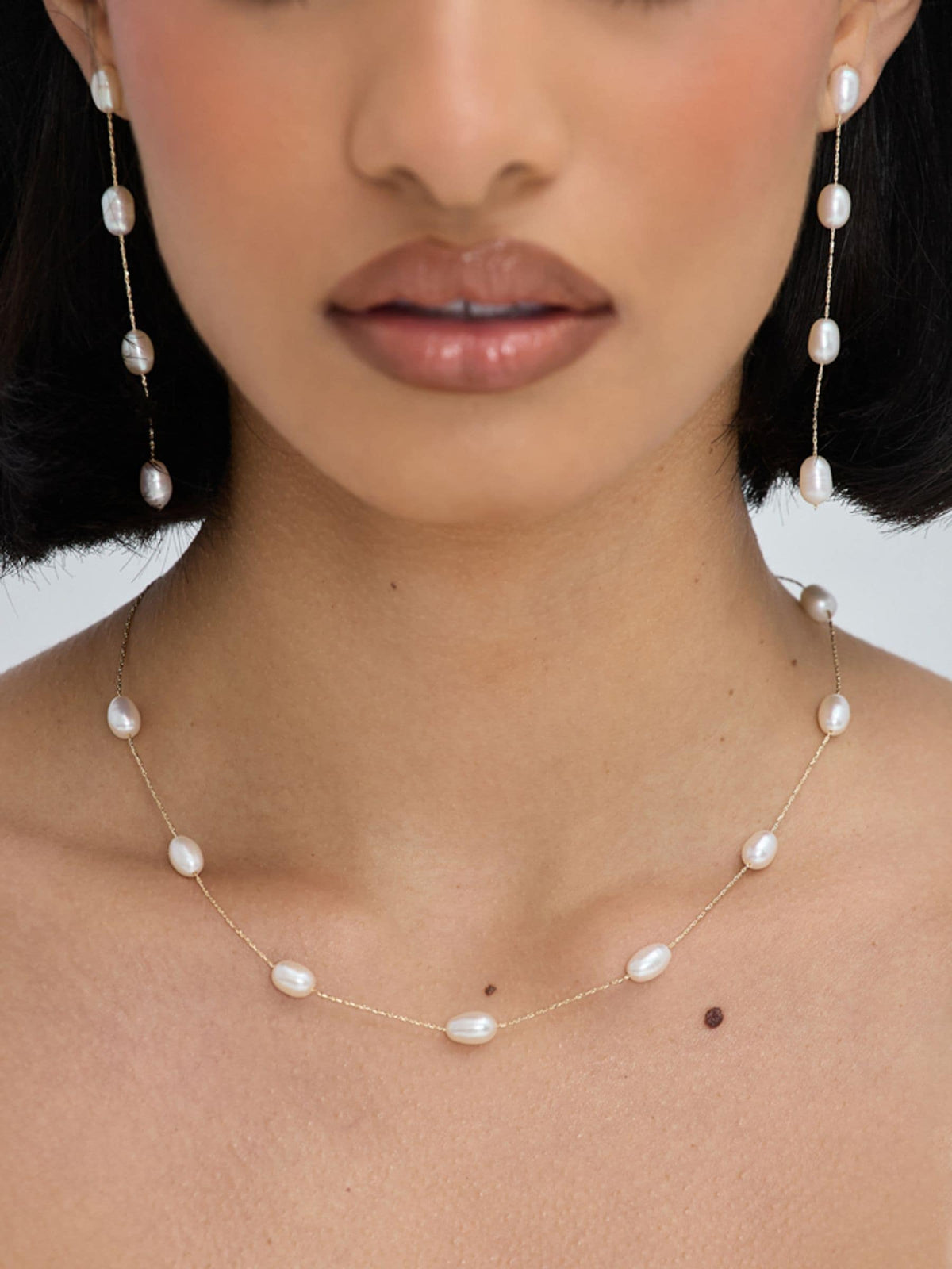 Gold Plated Fine Chain and Freshwater Pearl Necklace with Lobster Clasp