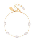 Jon Richard gold tone fine chain freshwater pearl bracelet 180mm, UK version