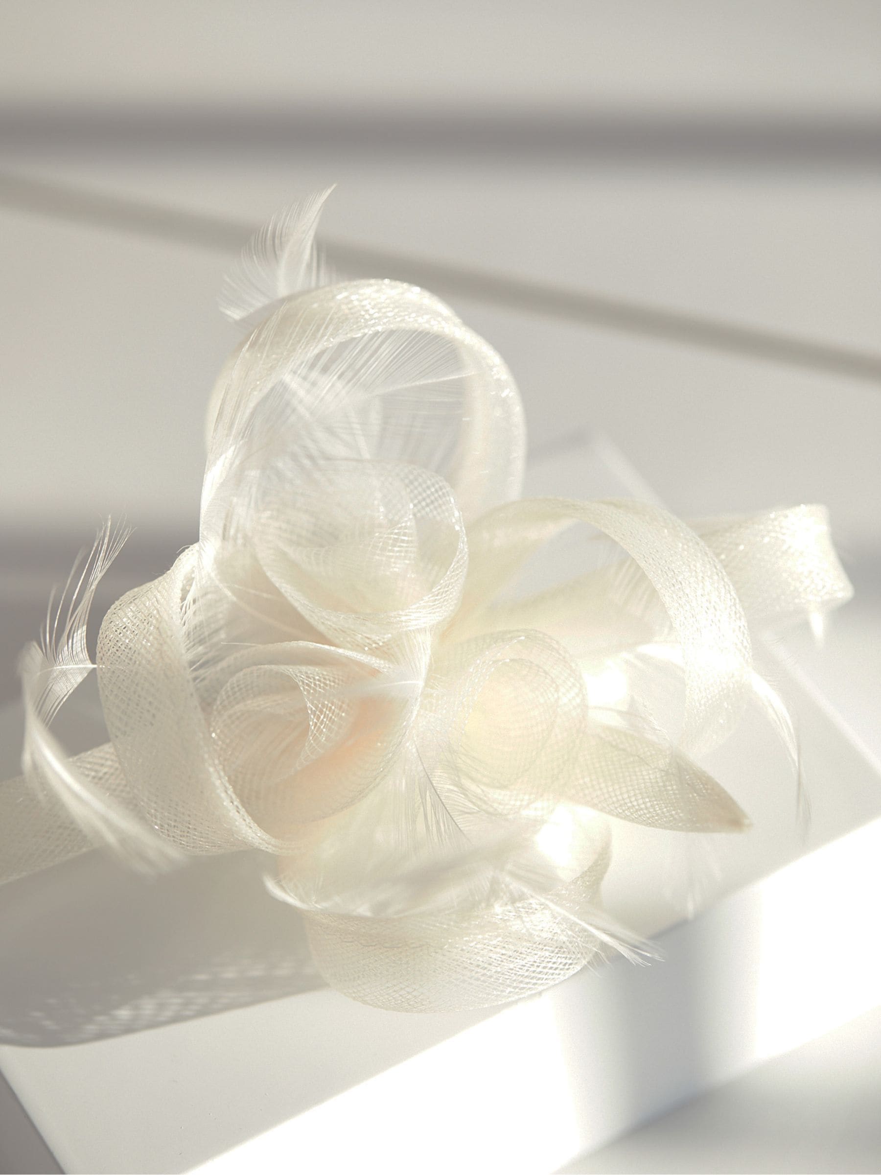 Jon Richard Cream Small Feather Fascinator Hair Clip, UK version