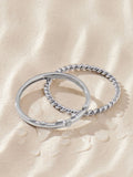 Stainless steel delicate rings silver tone set of 2 (British brand)