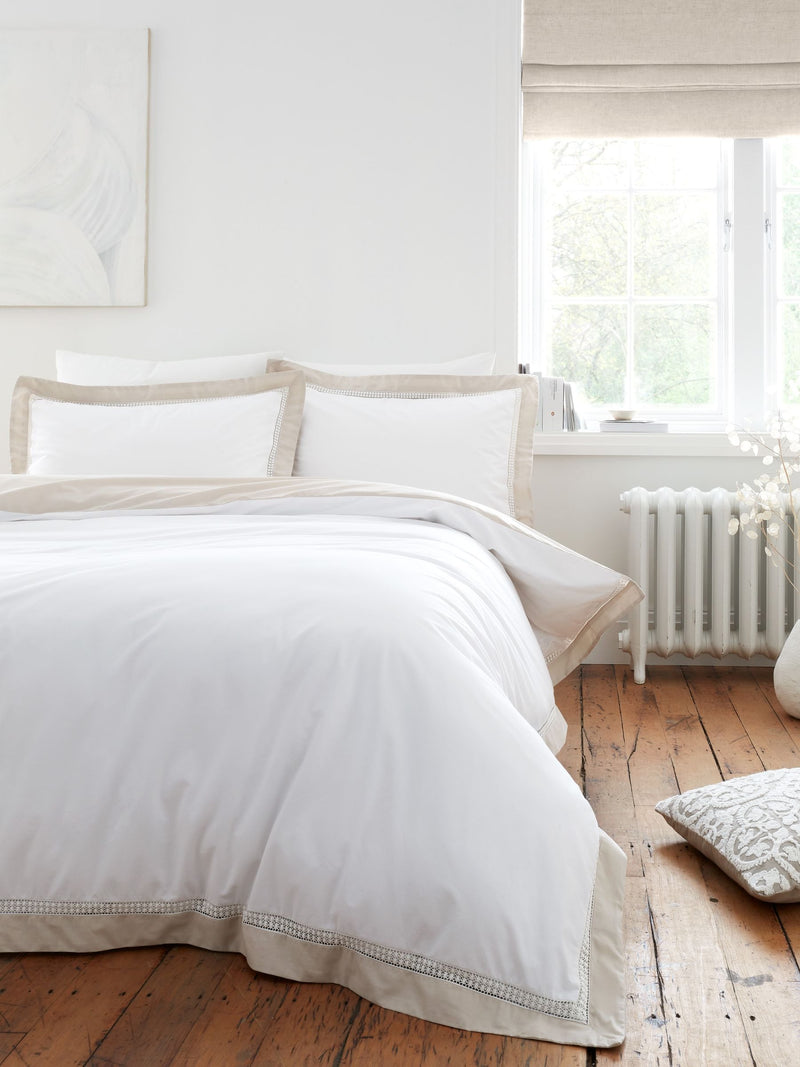 Bianca white oxford lace duvet cover set - British product