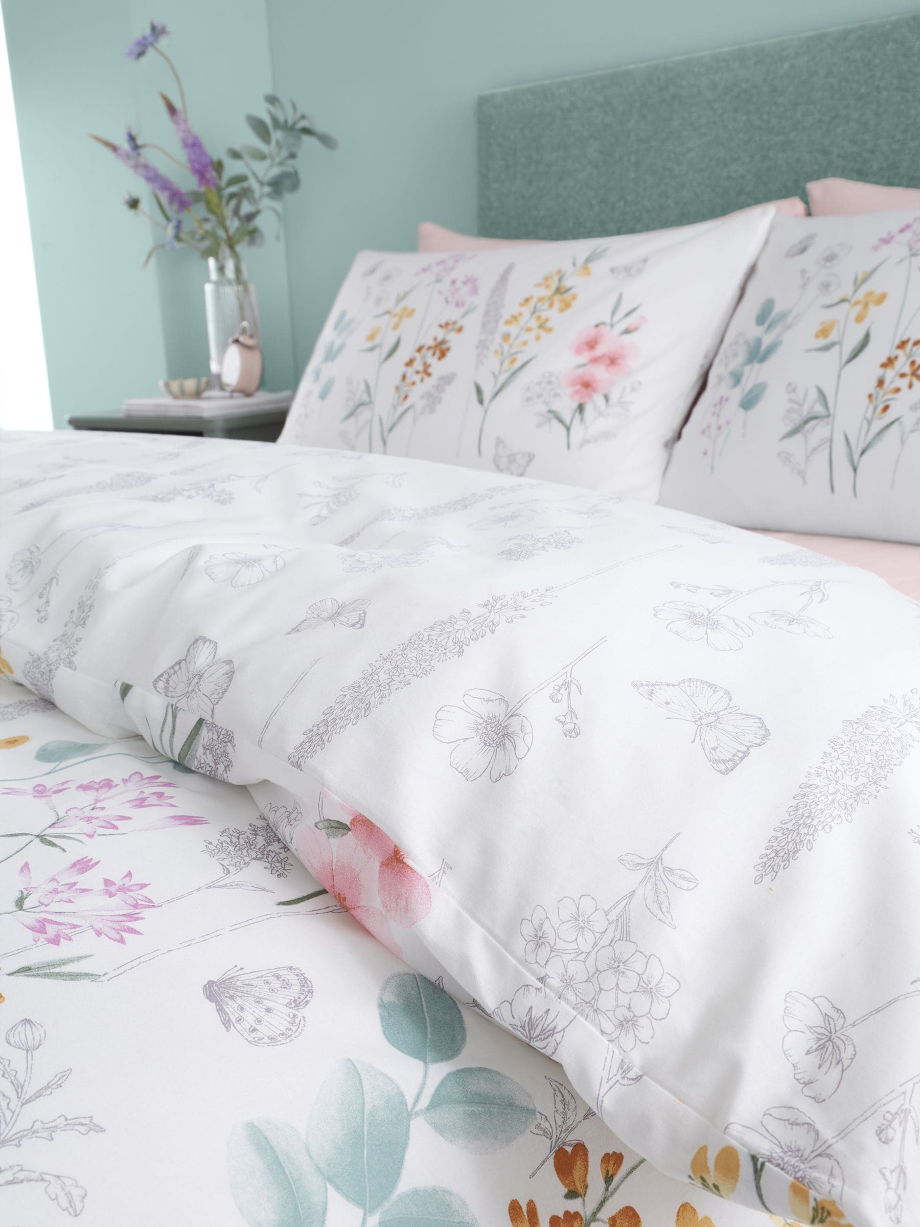 Catherine Lansfield floral reversible duvet cover set - British product