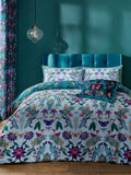 Catherine Lansfield Teal Blue Mya Tropical Floral Reversible Duvet Cover Set