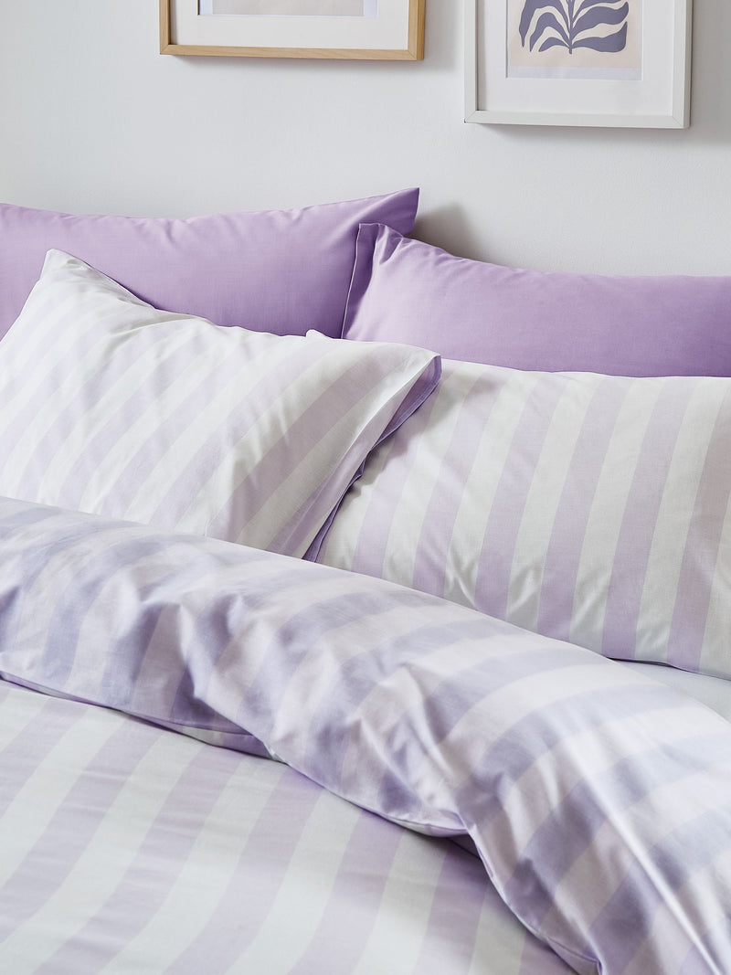 Sassy B Lilac Stripe Tease duvet cover and pillowcase set (British brand)