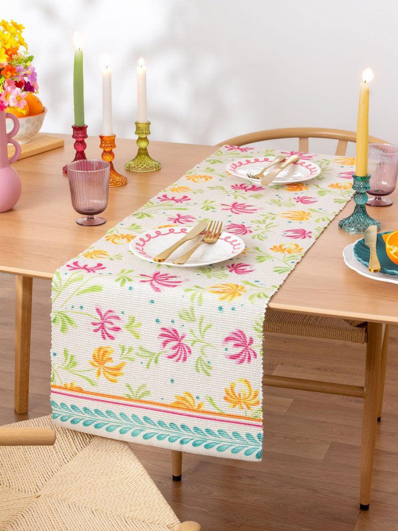 Furn Orange Honeysuckle table runner measuring 230cm by 35cm - British product