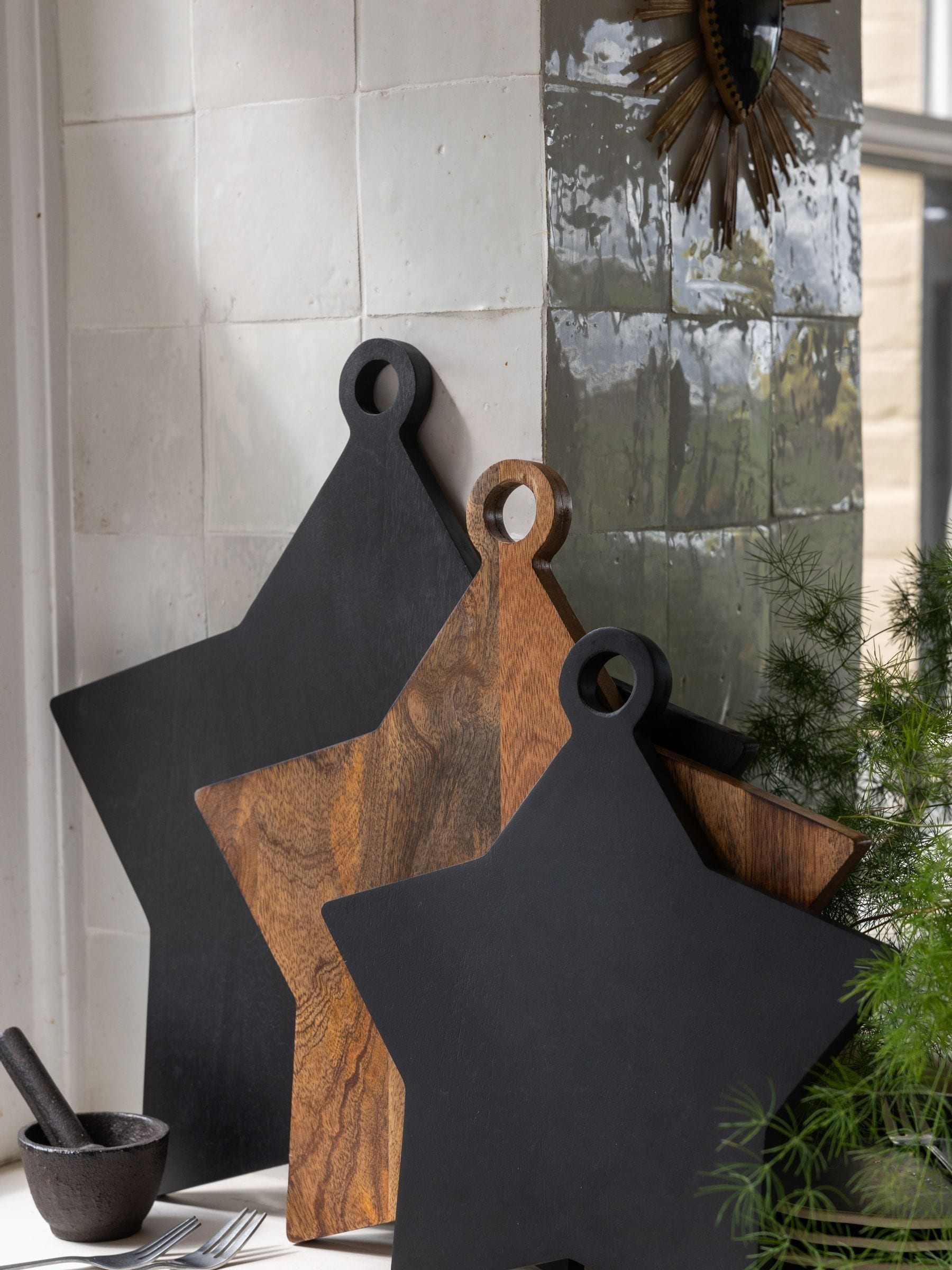 Rockett St George black wood star serve board, imported from the UK