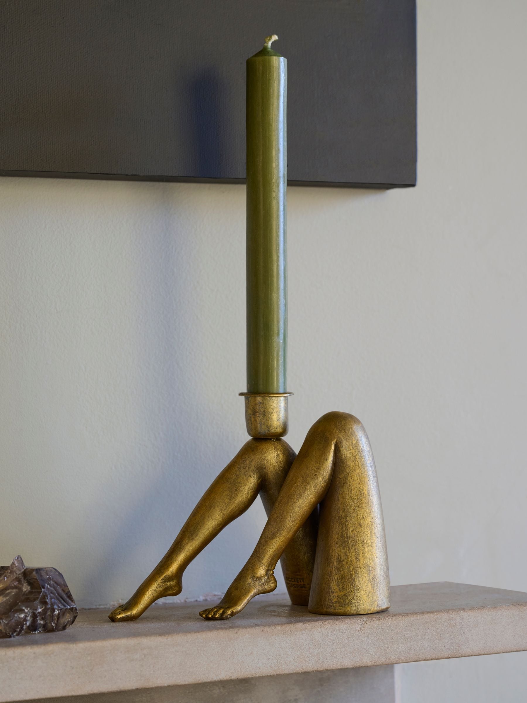 Rockett St George gold leg taper candle holder, imported from the UK